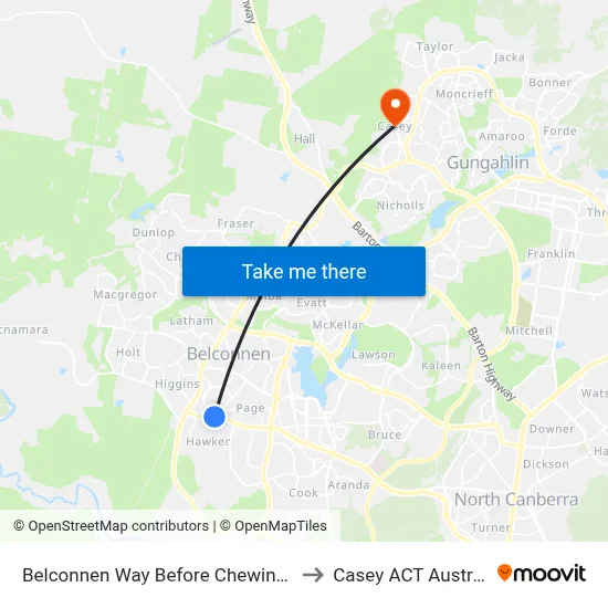 Belconnen Way Before Chewings St to Casey ACT Australia map