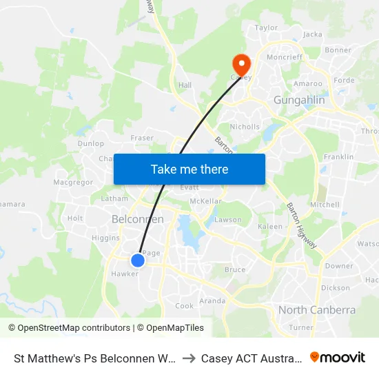 St Matthew's Ps Belconnen Way to Casey ACT Australia map