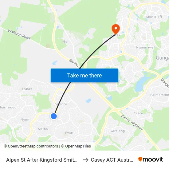 Alpen St After Kingsford Smith Dr to Casey ACT Australia map