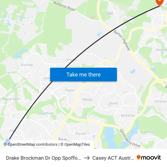Drake Brockman Dr Opp Spofforth St to Casey ACT Australia map