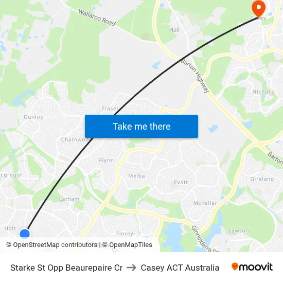Starke St Opp Beaurepaire Cr to Casey ACT Australia map