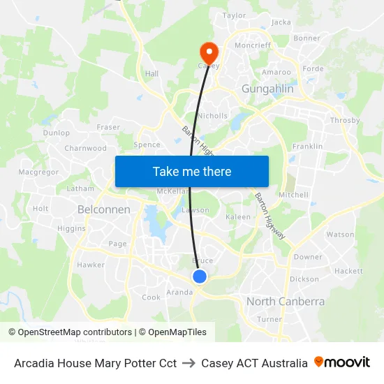 Arcadia House Mary Potter Cct to Casey ACT Australia map