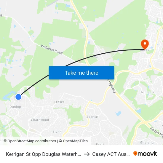 Kerrigan St Opp Douglas Waterhouse Dr to Casey ACT Australia map