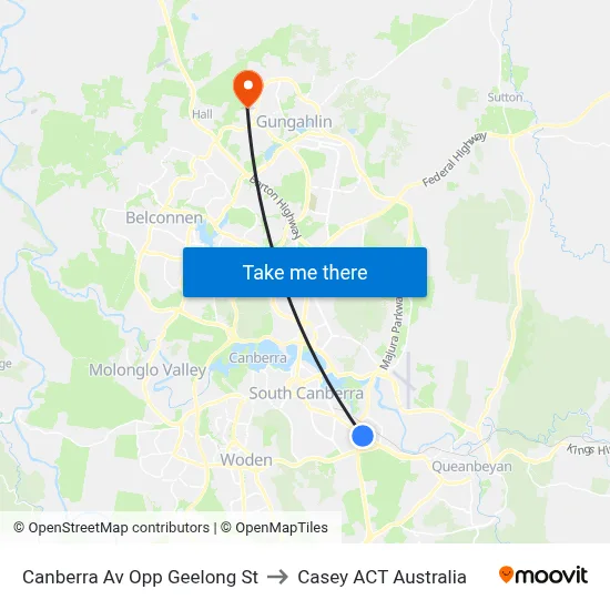 Canberra Av Opp Geelong St to Casey ACT Australia map