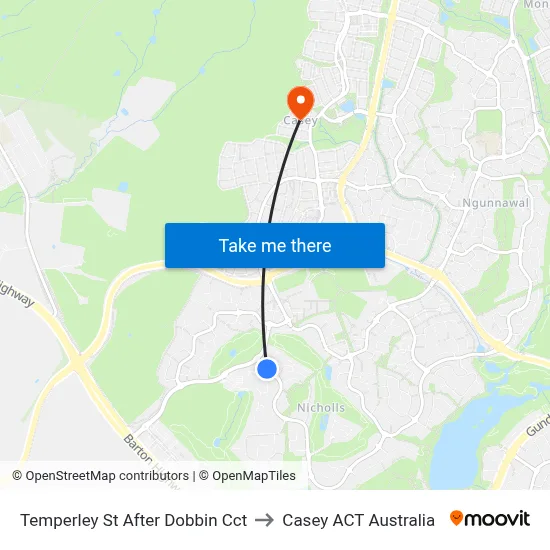 Temperley St After Dobbin Cct to Casey ACT Australia map