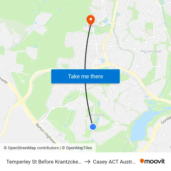 Temperley St Before Krantzcke Cct to Casey ACT Australia map