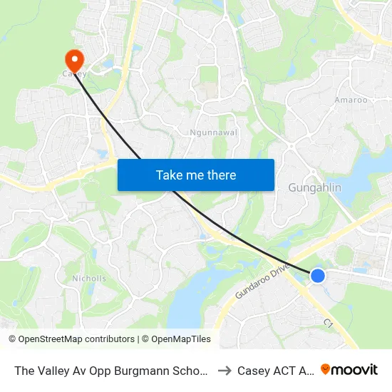 The Valley Av Opp Burgmann School Valley Campus to Casey ACT Australia map