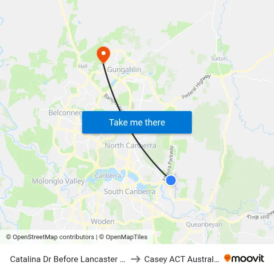 Catalina Dr Before Lancaster Pl to Casey ACT Australia map