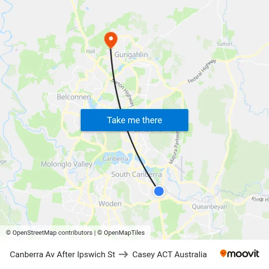 Canberra Av After Ipswich St to Casey ACT Australia map