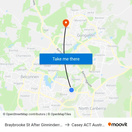Braybrooke St After Ginninderra Dr to Casey ACT Australia map