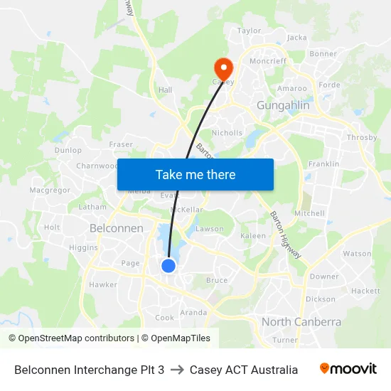 Belconnen Interchange Plt 3 to Casey ACT Australia map