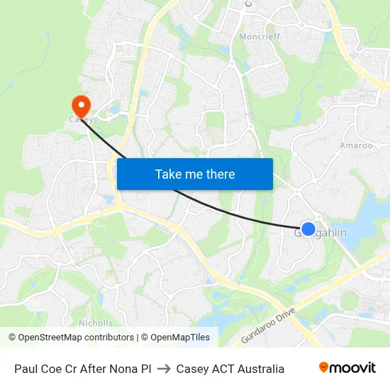 Paul Coe Cr After Nona Pl to Casey ACT Australia map