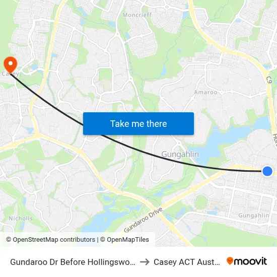 Gundaroo Dr Before Hollingsworth St to Casey ACT Australia map