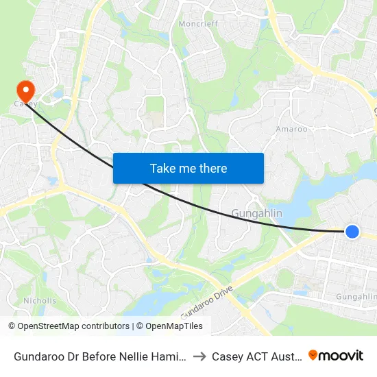 Gundaroo Dr Before Nellie Hamilton Av to Casey ACT Australia map