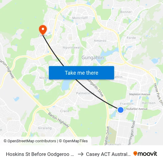 Hoskins St Before Oodgeroo Av to Casey ACT Australia map
