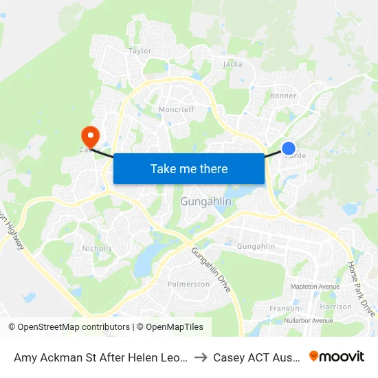 Amy Ackman St After Helen Leonard Cr to Casey ACT Australia map