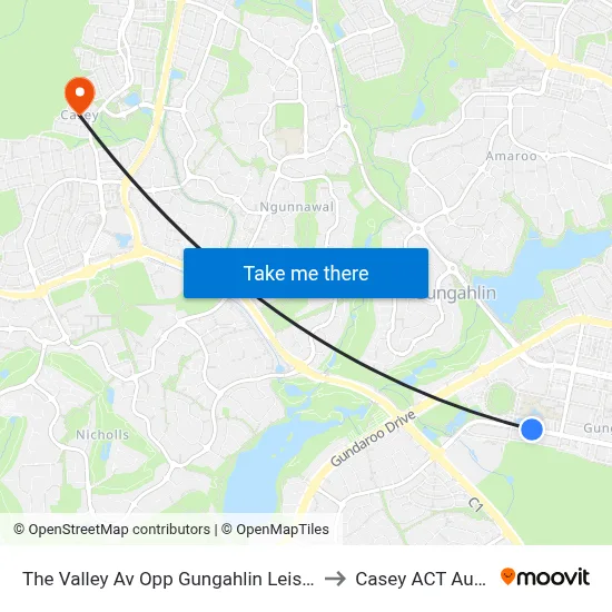 The Valley Av Opp Gungahlin Leisure Centre to Casey ACT Australia map