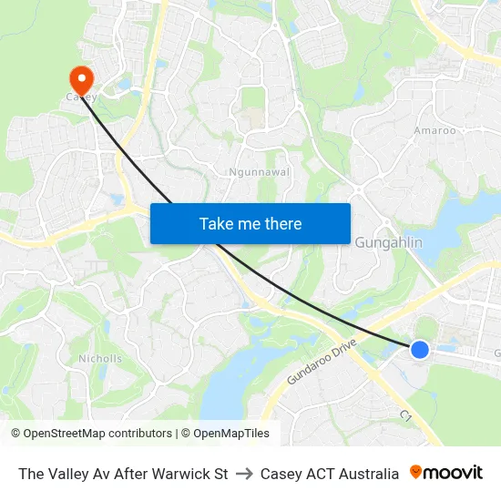 The Valley Av After Warwick St to Casey ACT Australia map