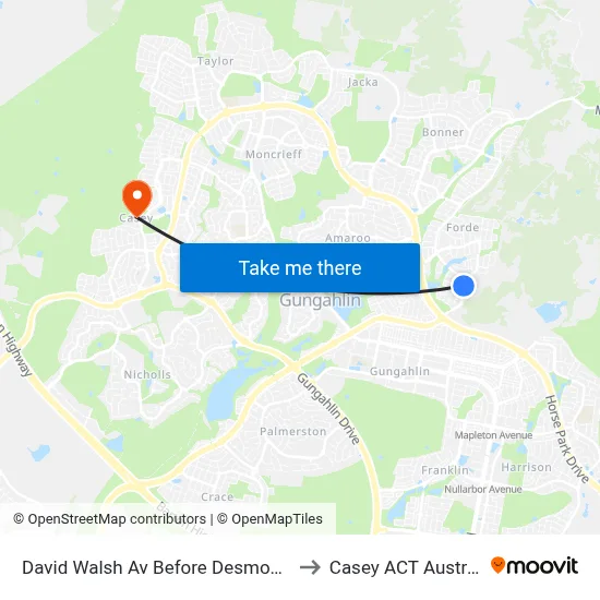 David Walsh Av Before Desmond Ln to Casey ACT Australia map