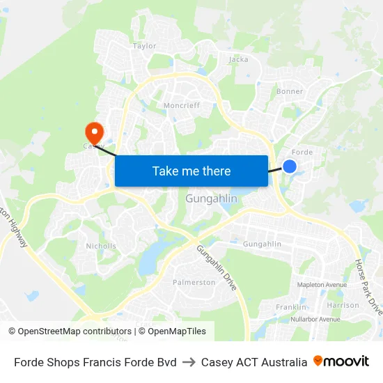 Forde Shops Francis Forde Bvd to Casey ACT Australia map
