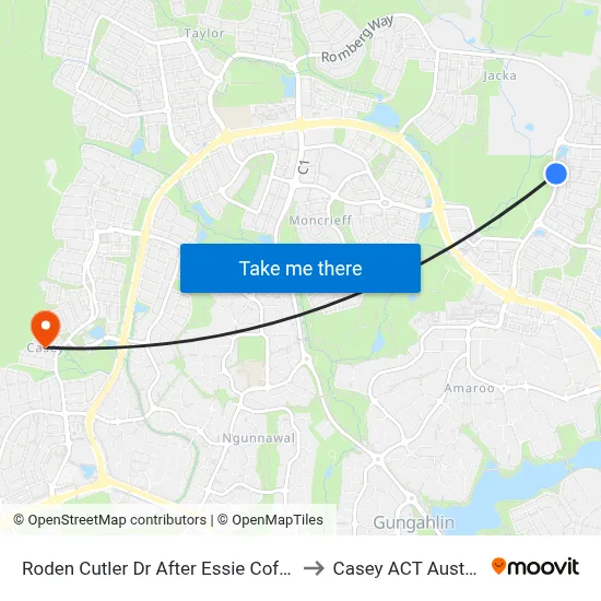 Roden Cutler Dr After Essie Coffey St to Casey ACT Australia map