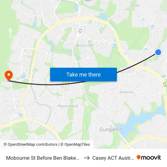 Mobourne St Before Ben Blakeney St to Casey ACT Australia map