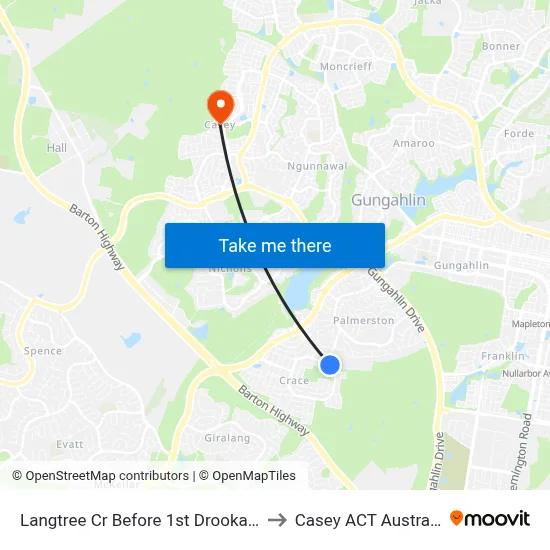 Langtree Cr Before 1st Drooka Cr to Casey ACT Australia map