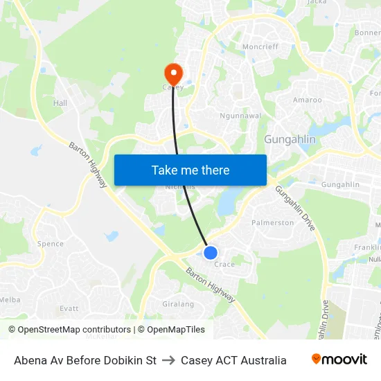 Abena Av Before Dobikin St to Casey ACT Australia map