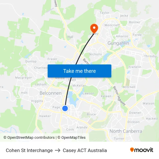 Cohen St Interchange to Casey ACT Australia map