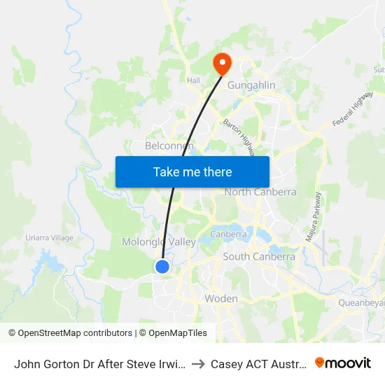 John Gorton Dr After Steve Irwin Av to Casey ACT Australia map