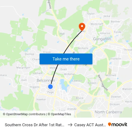 Southern Cross Dr After 1st Ratcliffe St to Casey ACT Australia map