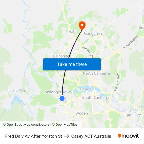 Fred Daly Av After Yorston St to Casey ACT Australia map