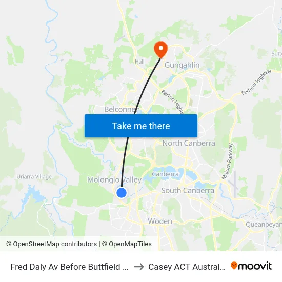 Fred Daly Av Before Buttfield St to Casey ACT Australia map