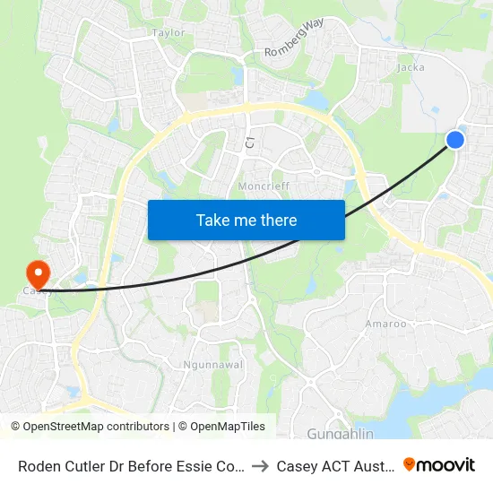 Roden Cutler Dr Before Essie Coffey St to Casey ACT Australia map