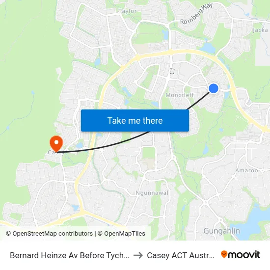 Bernard Heinze Av Before Tycho St to Casey ACT Australia map
