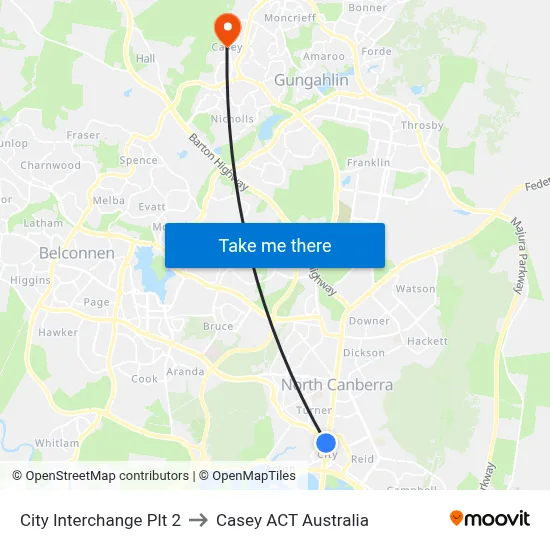 City Interchange Plt 2 to Casey ACT Australia map