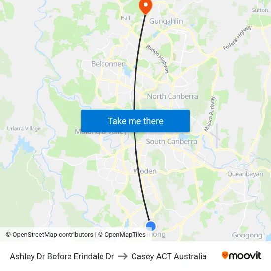 Ashley Dr Before Erindale Dr to Casey ACT Australia map