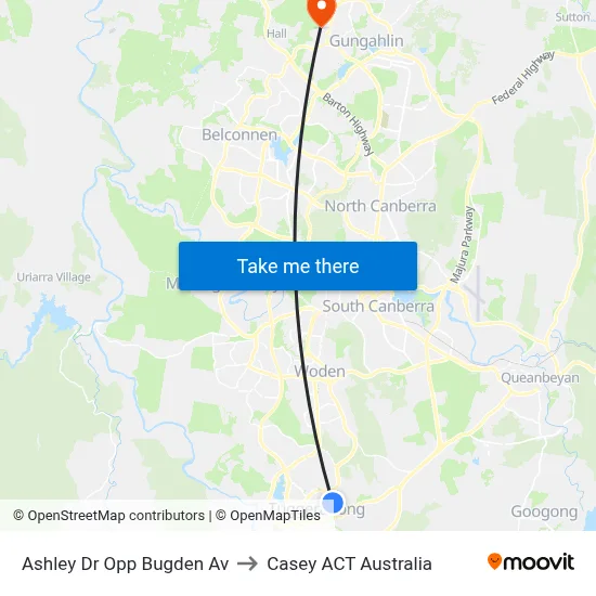 Ashley Dr Opp Bugden Av to Casey ACT Australia map
