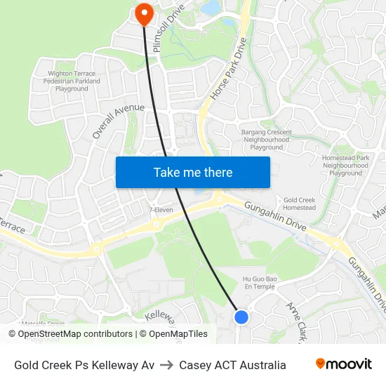Gold Creek Ps Kelleway Av to Casey ACT Australia map