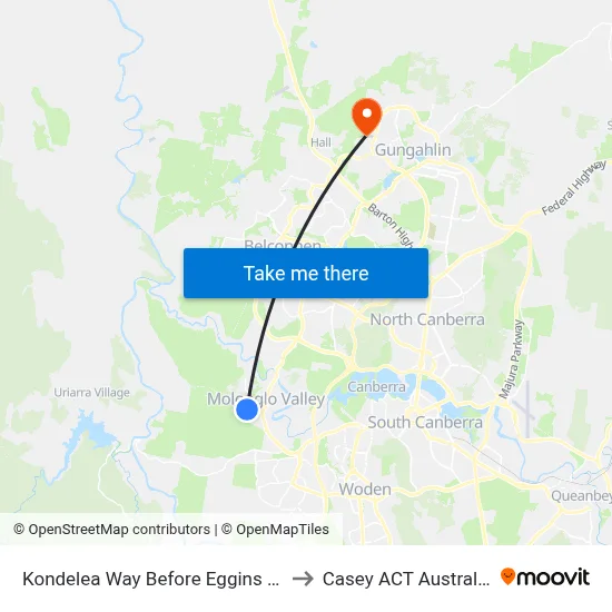 Kondelea Way Before Eggins St to Casey ACT Australia map