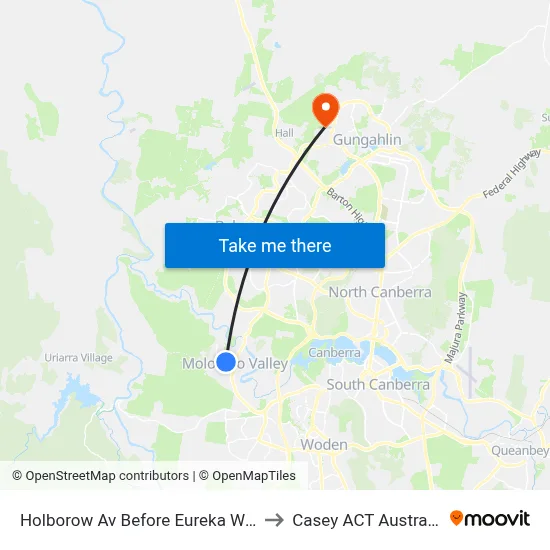 Holborow Av Before Eureka Way to Casey ACT Australia map