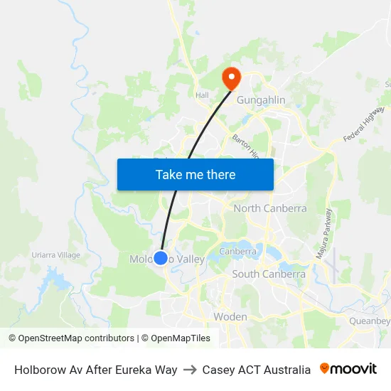 Holborow Av After Eureka Way to Casey ACT Australia map