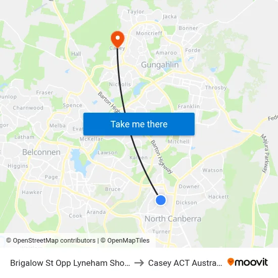 Brigalow St Opp Lyneham Shops to Casey ACT Australia map