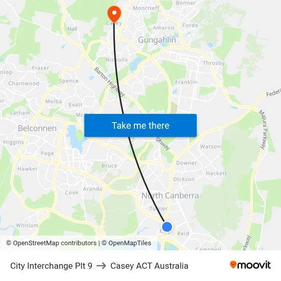 City Interchange Plt 9 to Casey ACT Australia map