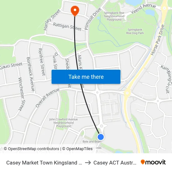 Casey Market Town Kingsland Pde to Casey ACT Australia map