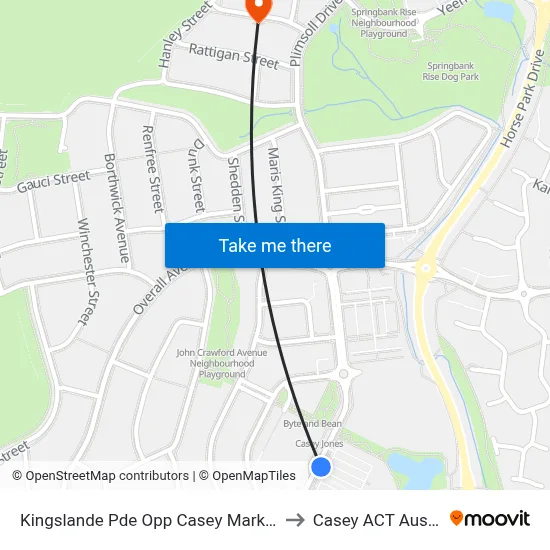 Kingslande Pde Opp Casey Market Town to Casey ACT Australia map