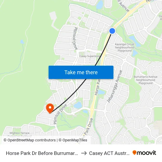 Horse Park Dr Before Burrumarra Av to Casey ACT Australia map
