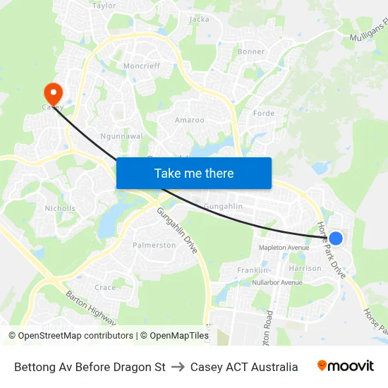 Bettong Av Before Dragon St to Casey ACT Australia map