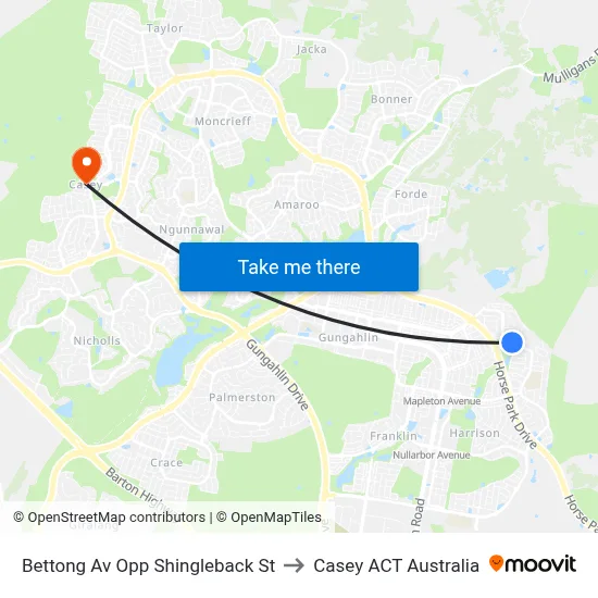 Bettong Av Opp Shingleback St to Casey ACT Australia map