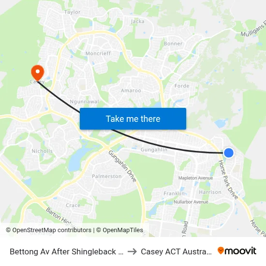 Bettong Av After Shingleback St to Casey ACT Australia map